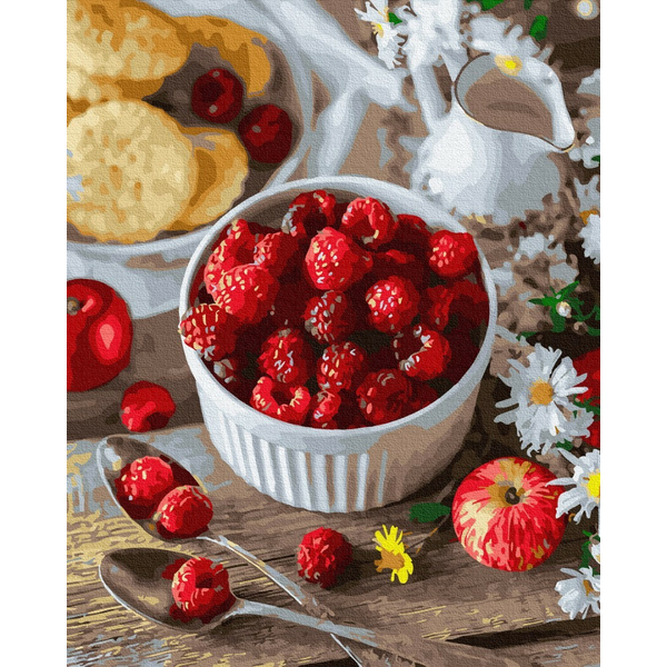 Картина по номерам Натюрморти - Малиновий перекус