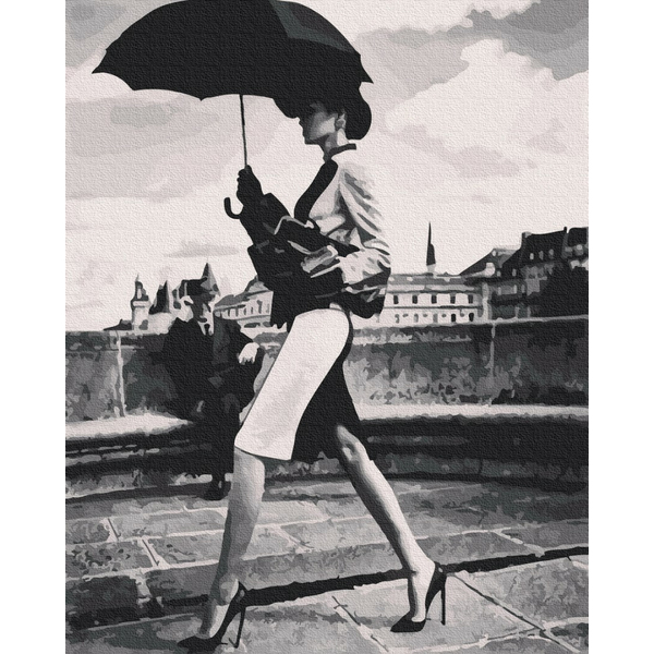 Картина по номерам Люди на картинах - Прогулянка от-кутюр