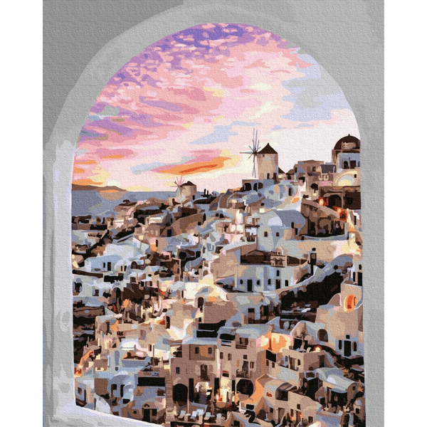 Картина по номерам Города - Вікно в Санторіні