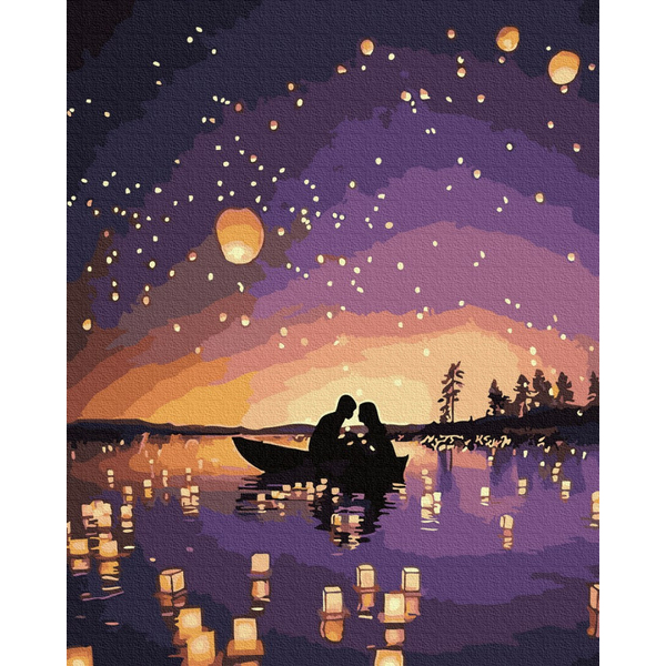 Картина по номерам Пейзажі - Побачення в світлі небесних ліхтариків