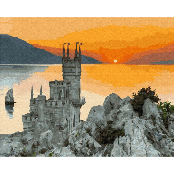 Картина по номерам Українські міста та ландшафти - Ластівчине гніздо на заході сонця