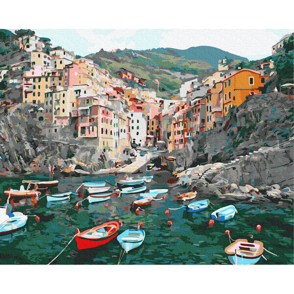 Картина по номерам Кораблі, автомобілі та літаки - Затока в Монтероссо, Італія