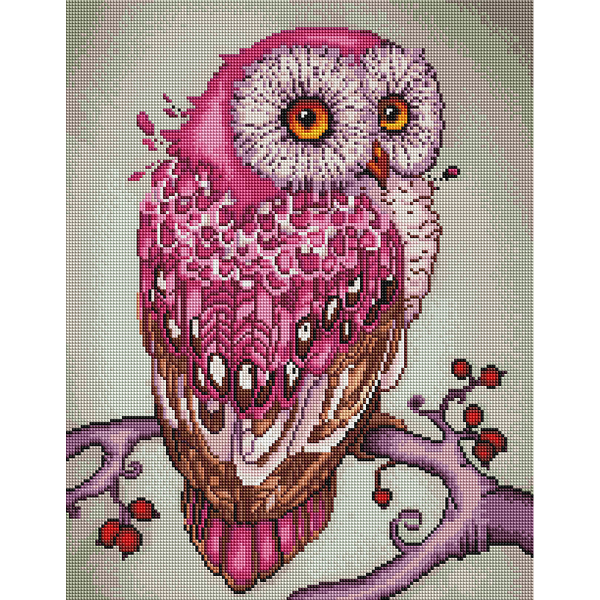 Алмазна мозаїка 40х50 - Рожева сова