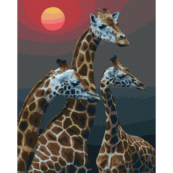 Картина по номерам Тварини, птахи та риби - Жирафи під сонцем