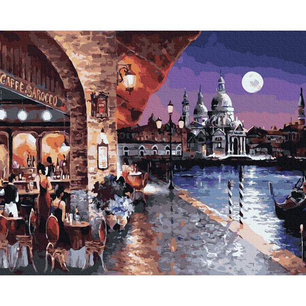 Картина по номерам Города - Вечірня кав'ярня Венеції