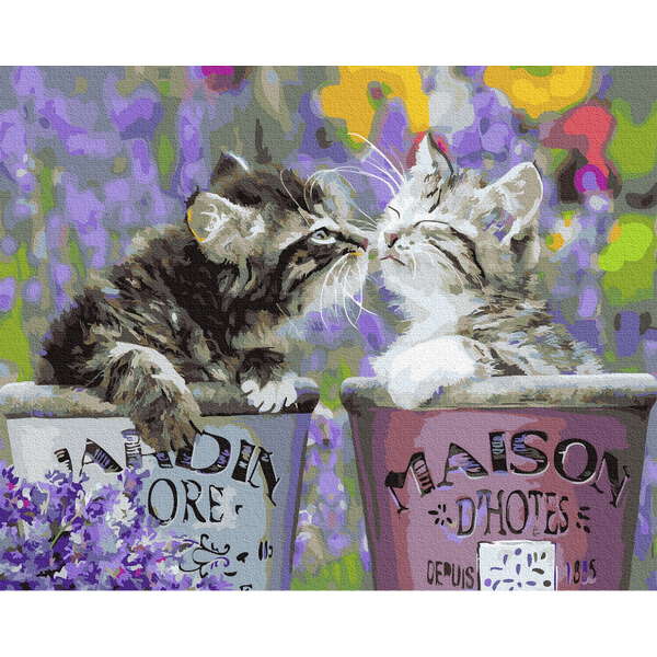 Картина по номерам Тварини, птахи та риби - Котики в горщечках