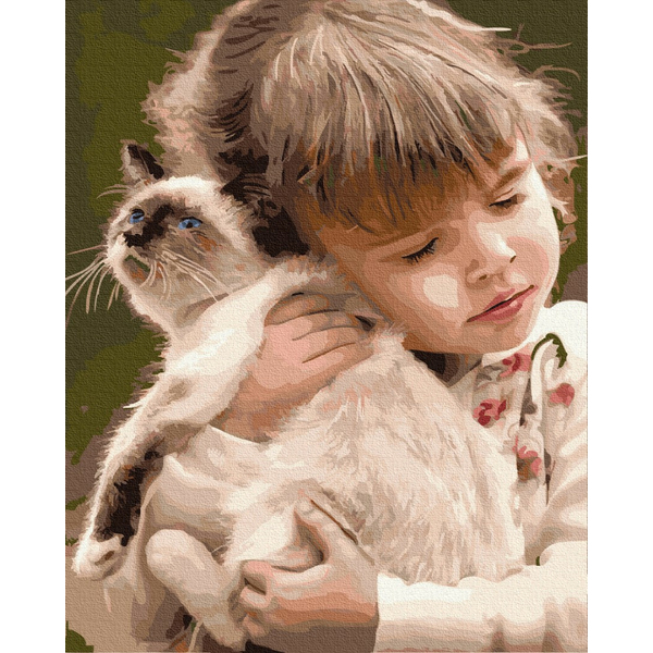 Картина по номерам Діти та ангели - Улюблена киця