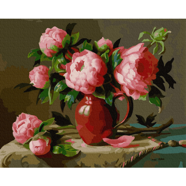 Картина по номерам Квіти - Рожеві садові піони