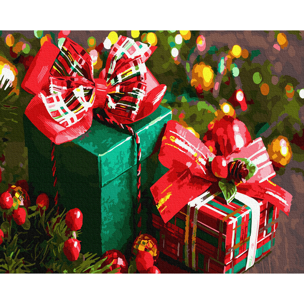 Картина по номерам Затишок, зима, Новий рік, Різдво - Новорічні подарунки