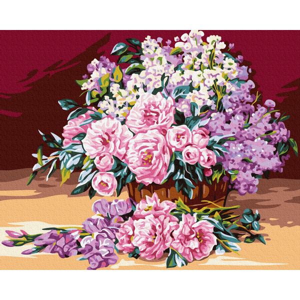 Картина по номерам Квіти - Ніжний рожевий букет