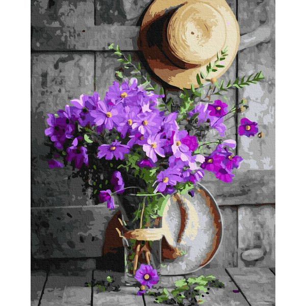 Картина по номерам Квіти - Скромний букет в скляній вазі