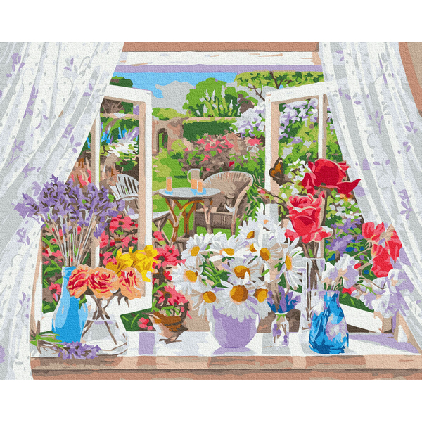 Картина по номерам Квіти - Квіти на підвіконні