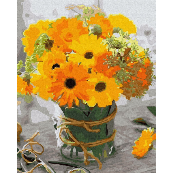 Картина по номерам Квіти - Маленький жовтий букет