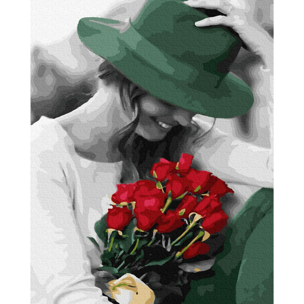 Картина по номерам Люди на картинах - Щаслива леді з квітами