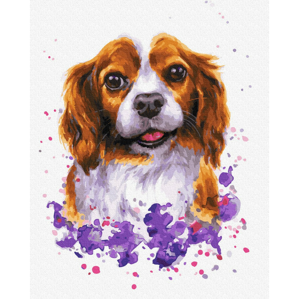 Картина по номерам Тварини, птахи та риби - Собачка в фарбах