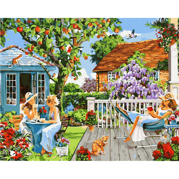 Картина по номерам Люди на картинах - Дівчата на відпочинку в саду