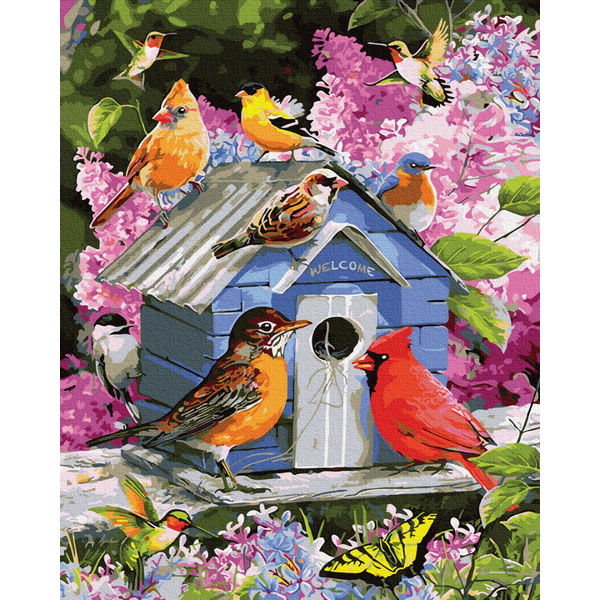 Картина по номерам Тварини, птахи та риби - Пташина годівничка