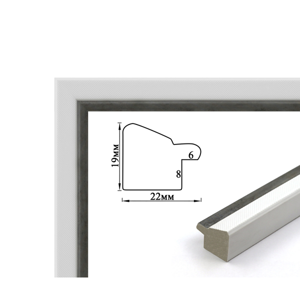 Багетні рами - Багетна рамка (біла зі сріблом, 2 см) 40х50