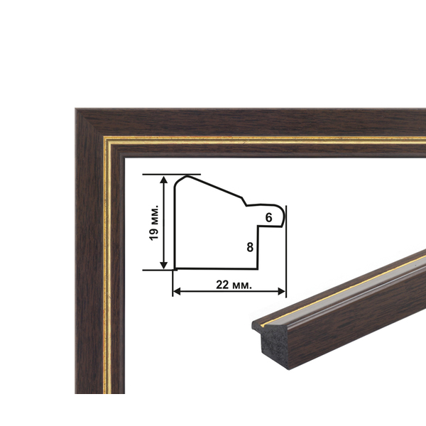 Багетні рами - Багетна рамка (коричнево-золота 2 см) 40х50
