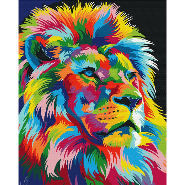 Картина по номерам Поп Арт - Радужный царь зверей