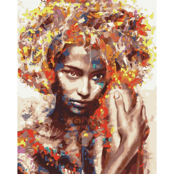Картина по номерам Абстракції - Незнайомка в фарбах