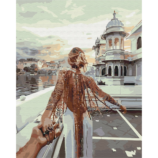 Картина по номерам Люди на картинах - Йди за мной.Озеро Удайпур