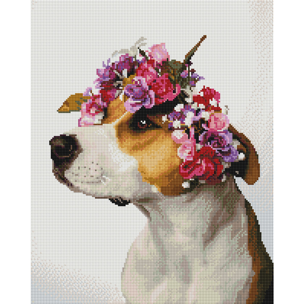 Алмазна мозаїка 40х50 - Собачка в віночку