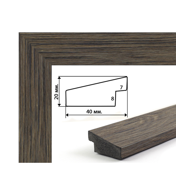 Багетні рами - Багетна рамка (рельєфне дерево, 4 см) 40х50