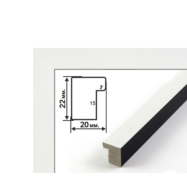Багетні рами - Багетная рамка (бело-черная, 2 см) 40х50