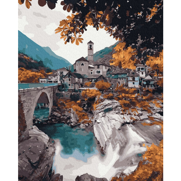 Картина по номерам Пейзажі - Замок біля ріки