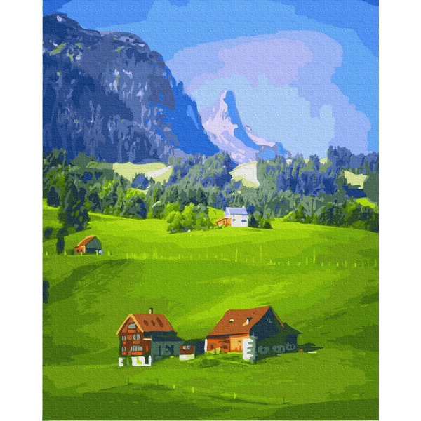 Картина по номерам Пейзажі - Селище в горах