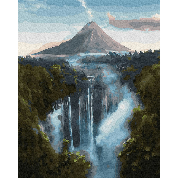 Картина по номерам Природа - Водоспад біля гір
