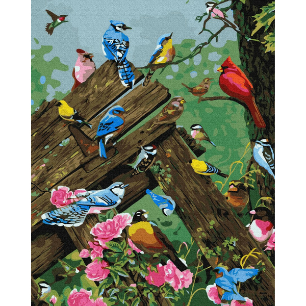 Картина по номерам Тварини, птахи та риби - Різнобарвні пташечки