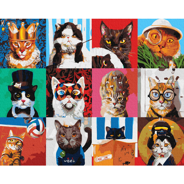 Картина по номерам Тварини, птахи та риби - Кото-колаж