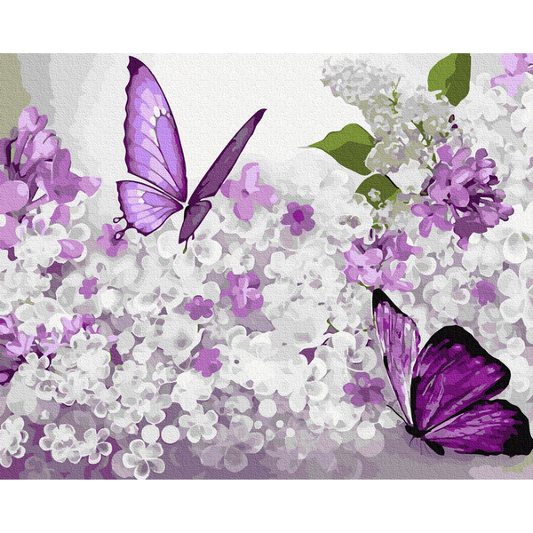 Картина по номерам Тварини, птахи та риби - Бузкові метелики