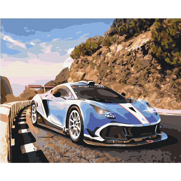 Картина по номерам Кораблі, автомобілі та літаки - Спорткар в горах