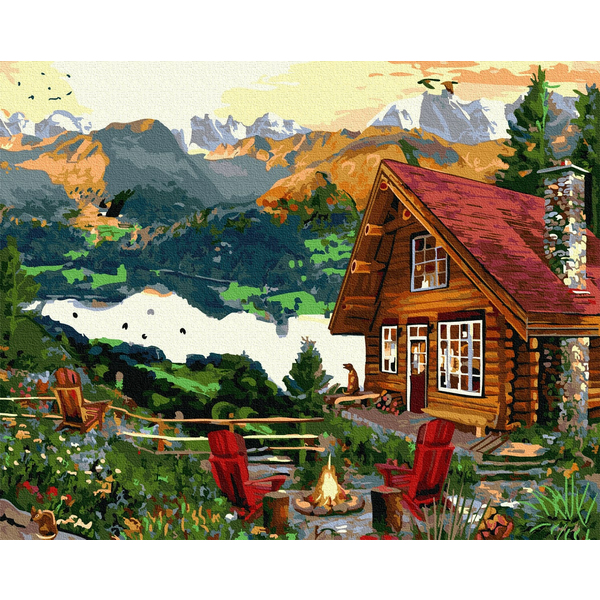 Картина по номерам Пейзажі - Будиночок в горах