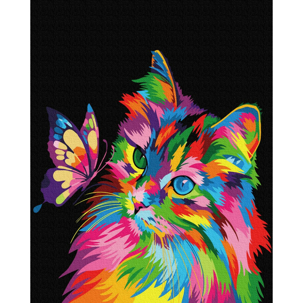 Картина по номерам Поп Арт - Котик в фарбах