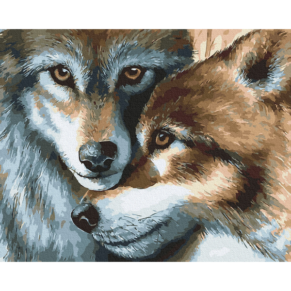 Картина по номерам Тварини, птахи та риби - Пара вовків