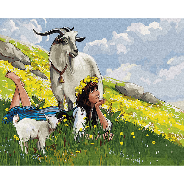 Картина по номерам Українські міста та ландшафти - Пастушка в горах