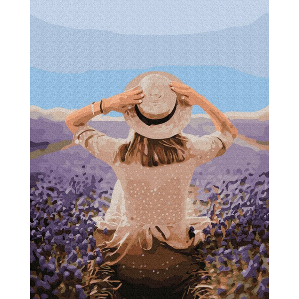 Картина по номерам Преміум картини - Мандрівниця в лавандовому полі