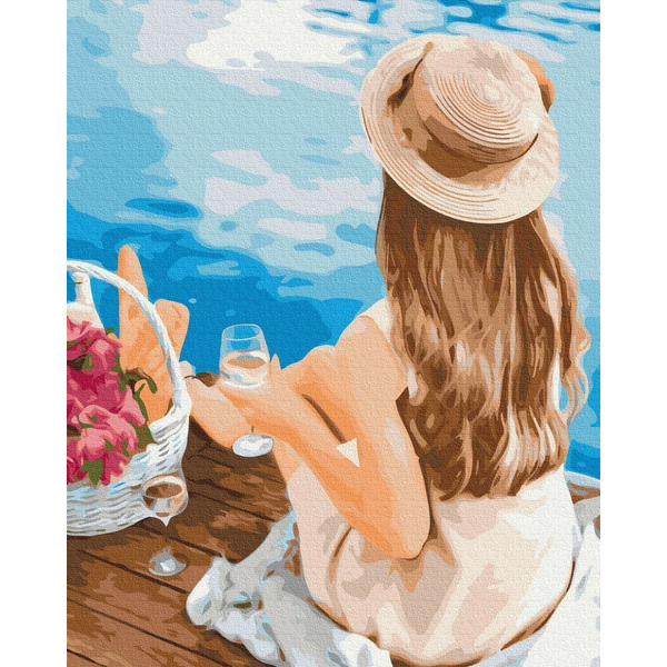 Картина по номерам Преміум картини - Мрійниця в капелюшку