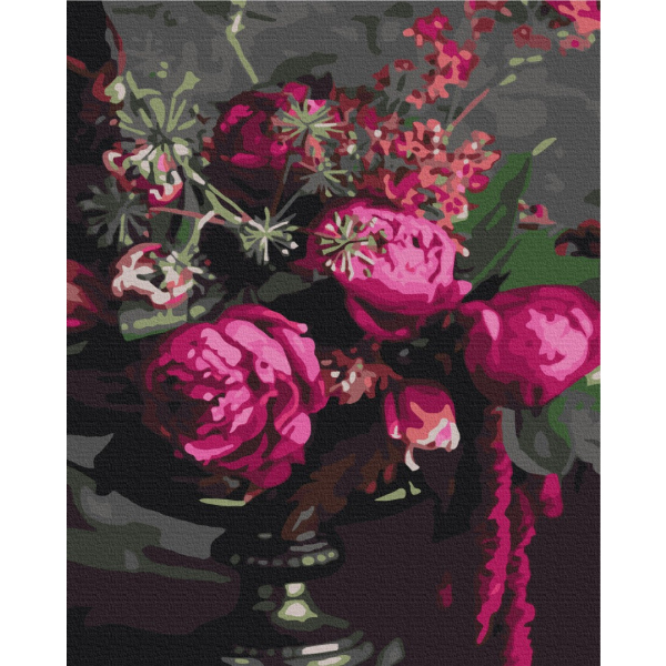 Картина по номерам Квіти - Малиновые пионы