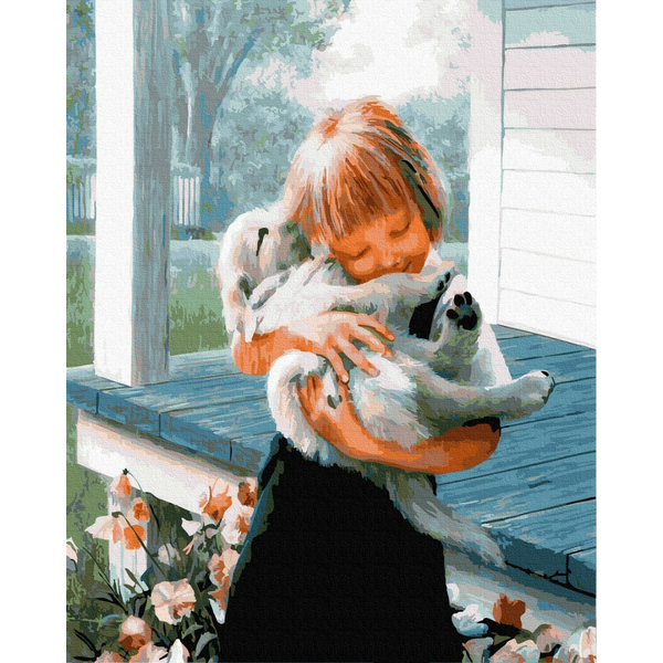 Картина по номерам Діти та ангели - Дівчинка з улюбленцем