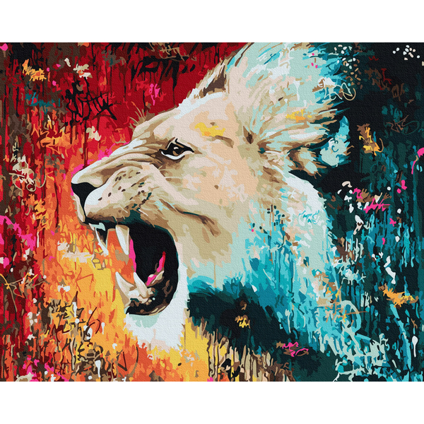 Картина по номерам Тварини, птахи та риби - Розлючений лев