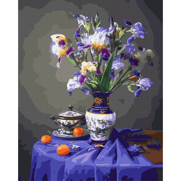 Картина по номерам Квіти - Натюрморт з ірисами