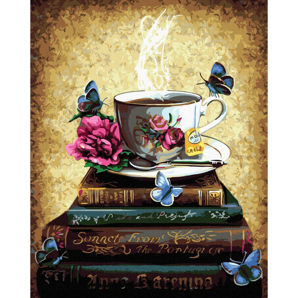 Картина по номерам Натюрморти - Бібліотечне чаювання