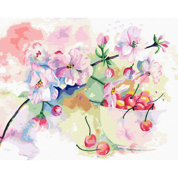 Картина по номерам Натюрморти - Весняна черешня акварелью