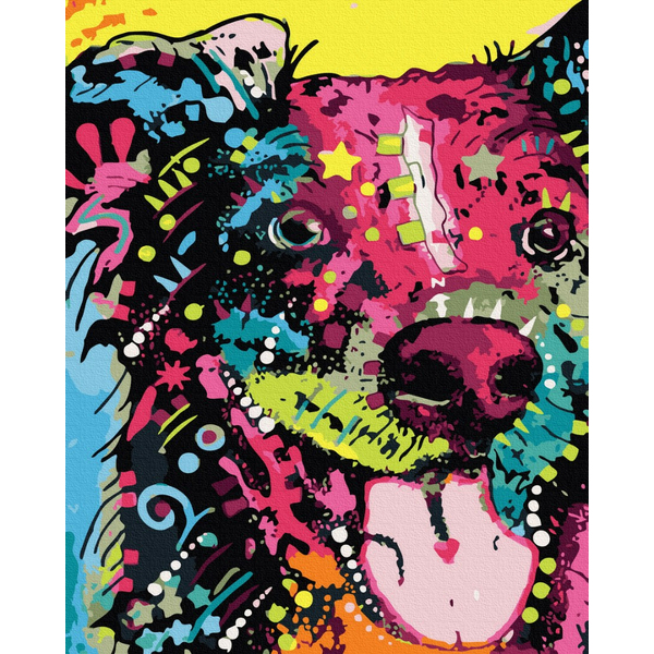 Картина по номерам Поп Арт - Песик в фарбах