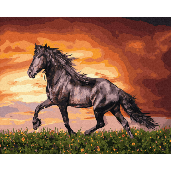 Картина по номерам Тварини, птахи та риби - Гнідий скакун